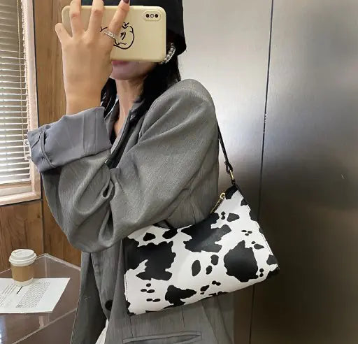 Kow Print Shoulder Tote Bag