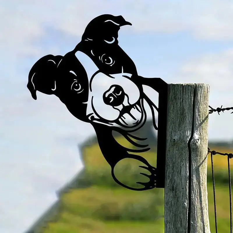 Metal Cow and Donkey Decorative Fence Insert for Gardens