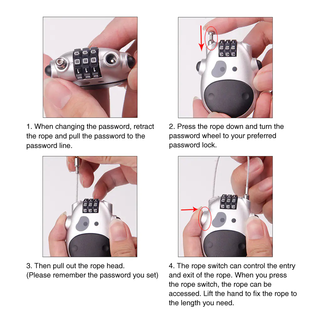 Cow Retractable Wire Rope Lock and Luggage Lock