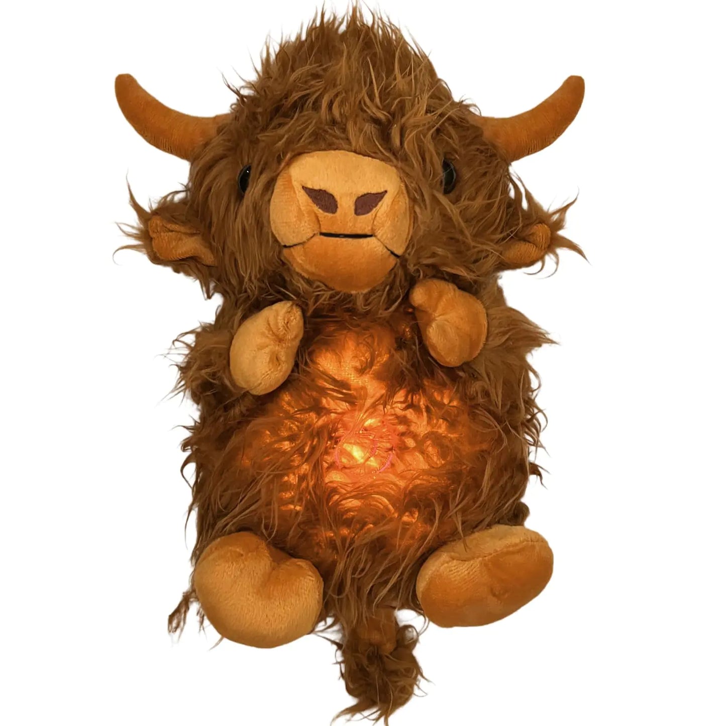 Generic New Soothing Snuggle Cute Highland kow Stuffed Animal Soothing Breathing Highland Cow Stuffed Animal Sleeping Cow Plush Toy with Realistic Breathing Action and Lighted Music (A)