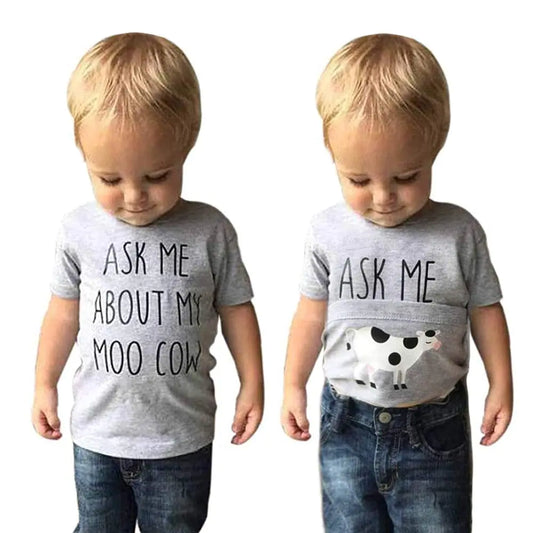 Kooky Kow Baby Boy -  About My Moo kow Shirt Boy Short Sleeve (2-3 Years))