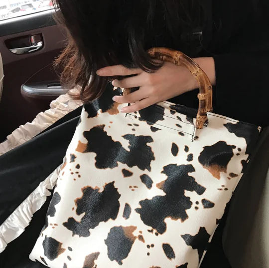 Ghost Horse Slub Portable Bag with Cow Pattern