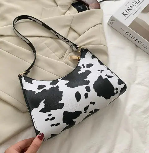 Kow Print Shoulder Tote Bag