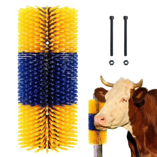 Soft Cow Brush Livestock Scratching Brush Grooming Kit for Horse Cattle Sheep Pig Relieve Itching on the Back Cow Scratching Post Tool Easy Installation for Barn Pen Durable Cow Bristle Brush