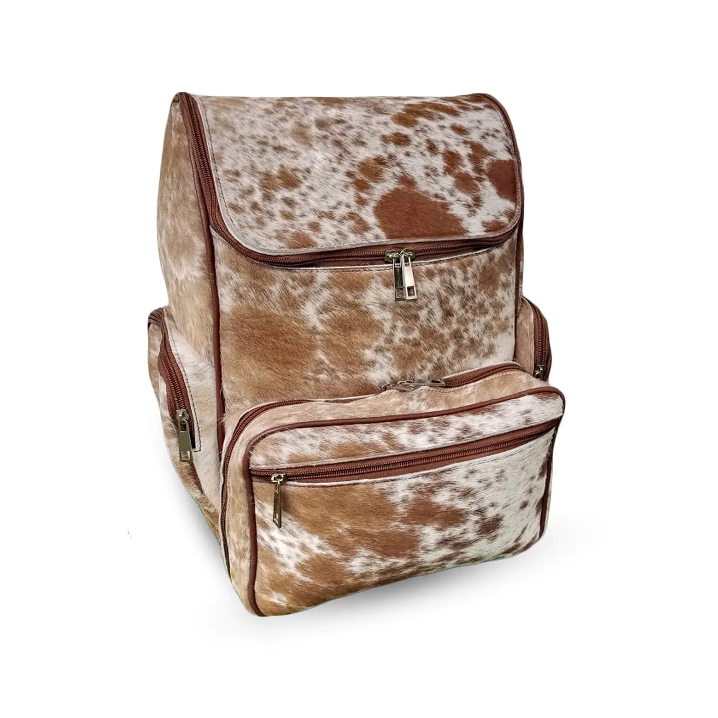 Cowhide Backpack Hair On | Fur Leather Diaper Backpack Rucksack/Knapsack Travel Bag/Cow Skin Baby Bags Brown Salt Pepper (Brown Salt Pepper)