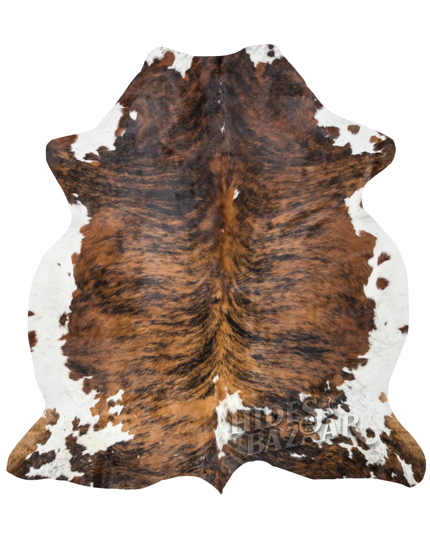 Kooky kow HIDES BAZAAR Brown Brindle Cowhide Rug Premium Cow Skin Rug with Unique Brown Black & White Pattern - Natural Cowhide Rug Made Tanned Leather Cow Hides - Cow Hide Rugs 6x7 ft