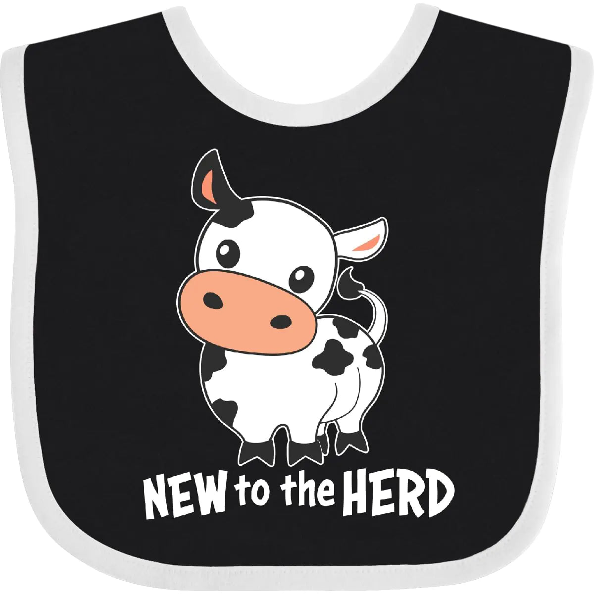 Kooky Kow New To the Herd- Cute Cow Baby Bib Black and White 34597