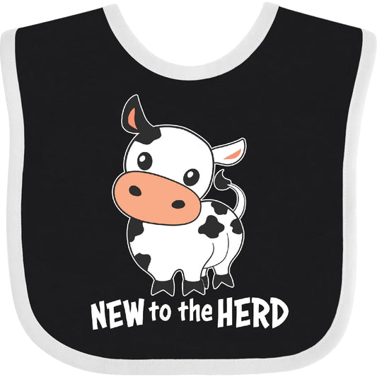 Kooky Kow New To the Herd- Cute Cow Baby Bib Black and White 34597